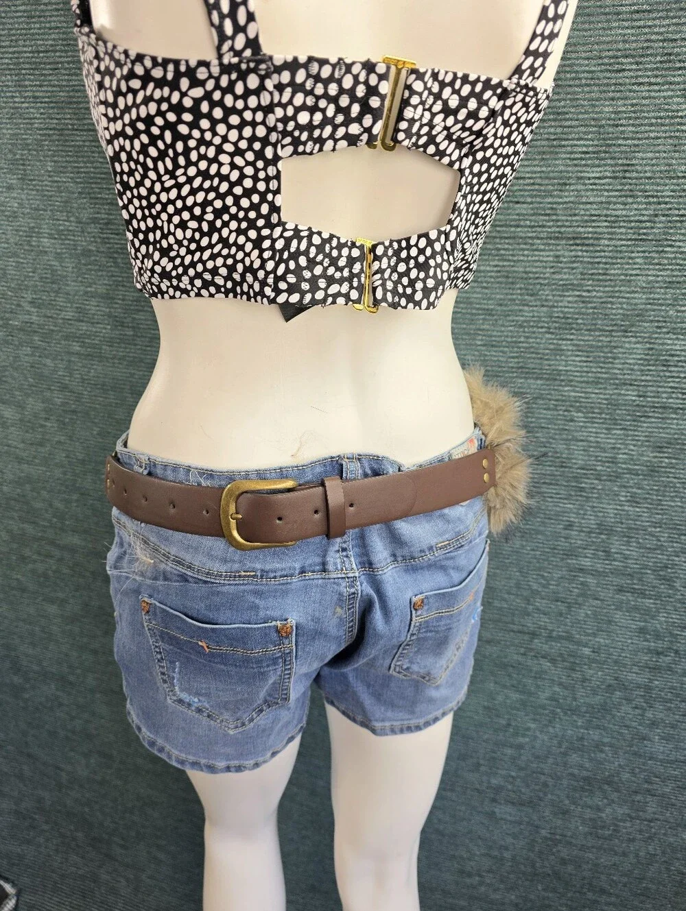 Faux Fur Y2K Style Faux Leather Belt For Cosplay, Festivals, Fun! NWOT
